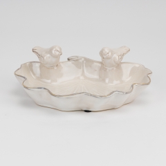 Керамическое блюдо "Птички", перламутровое, 22 см (4011-011)