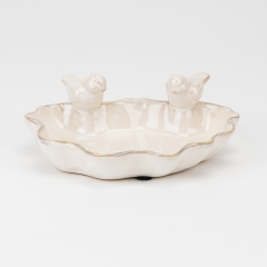 Керамическое блюдо "Птички", перламутровое, 18 см (4011-012)