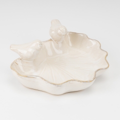 Керамическое блюдо "Птички", перламутровое, 18 см (4011-012)