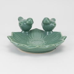 Керамическое блюдо "Птички", зеленое, 21 см (4011-013)