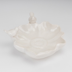 Керамическое блюдо "Птички на цветке", белое, 31 см (4011-019)