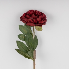 Штучна півонія з ефектом живого дотику, бордова, 67 см (2019-021)