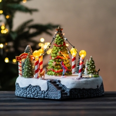 Новогодняя карусель с подсветкой и музыкой "Рождественская елка", 21*18 см (6026-004)