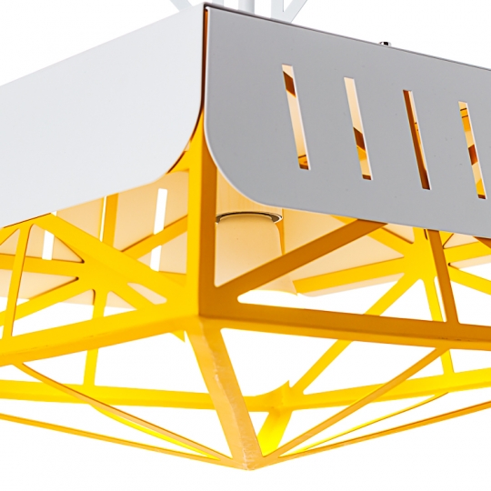 Люстра-підвіс біло-жовта з геометричними конструкціями (NI005/yellow)