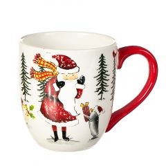 Чашка "Дед Мороз в лесу", полосы на шашке, недолита эмаль (00BR-006NR)