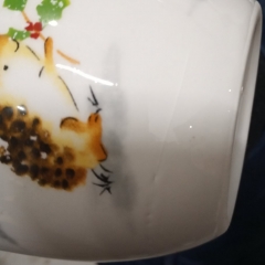 Чашка "Дед Мороз в лесу", полосы на шашке, недолита эмаль (00BR-006NR)