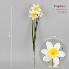 Нарцис штучний, 3 бутони, жовто-білий, 55 см (2028-025/yellow-white)