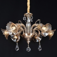 Люстра классическая с 6 медовыми плафонами из стекла (OU048/6) (OU048/6)