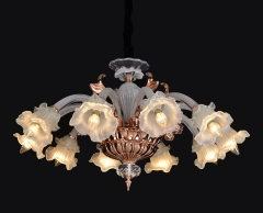 Люстра класична мідного кольору на 8 плафонів зі скла (OU091/8)