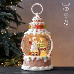 Новорічний ліхтар з підсвіткою та музикою "Солодке Різдво з Сантою ", 26 см (9240-017)