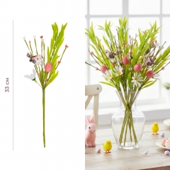 Пасхальная декоративная веточка "Птичка и крашанка", 33 см (5107-023/pink)