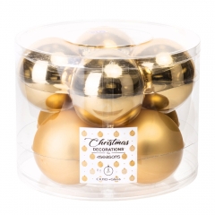 УЦІНКА Набір скляних ялинкових куль "Різдвяний шарм" (8 см * 8 шт, золотий мікс) (В наборі немає двух куль) (00BR-6024-025)