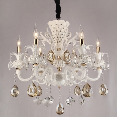 Люстра классическая хрустальная с камнями (6 свечей) (KC002/6 /white) (KC002/6 /white)