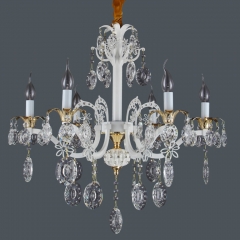 Люстра классическая белая с кристаллами (6 свечей) (KC010/6 (white)) (KC010/6 (white))