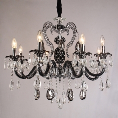 Люстра черная классическая с кристаллами (8 свечей) (KC015/8) (KC015/8)