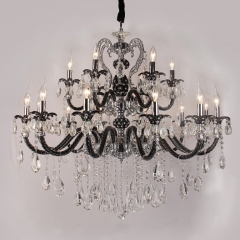 Люстра черная с камнями в виде капель (18 свечей) (KC015/12+6) (KC015/12+6)