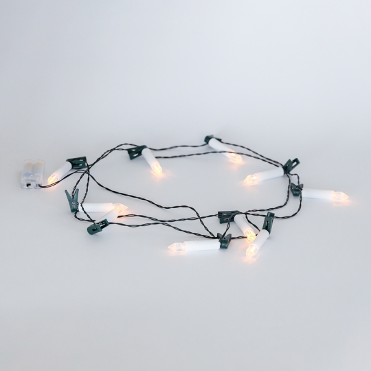 Светодиодная гирлянда (LED) из 10 свечей с клипсами на елку, 285 см (9262-011)