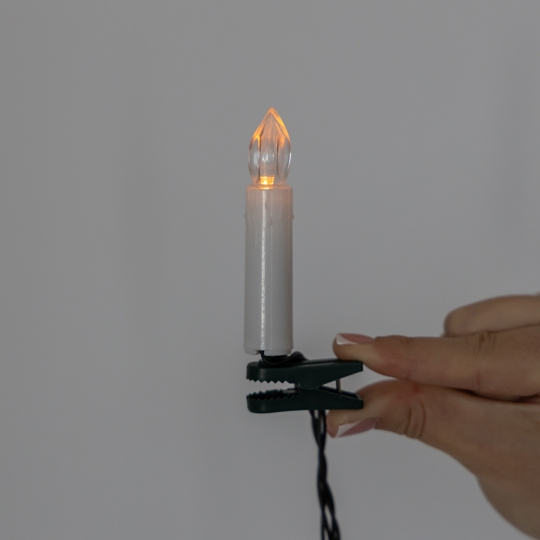 Светодиодная гирлянда (LED) из 10 свечей с клипсами на елку, 285 см (9262-011)