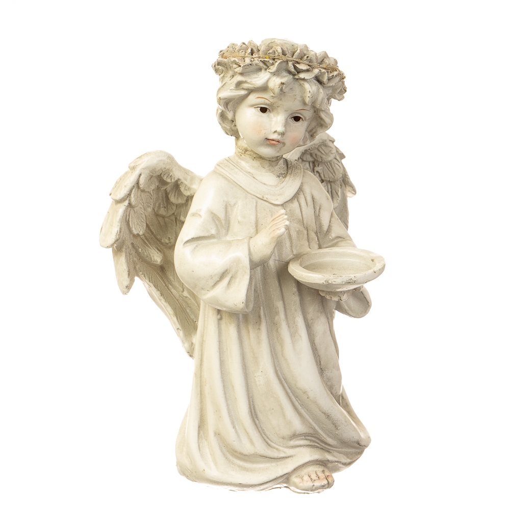 Ангел светящийся со свечой 15.5*13*23.5 (6000-002AN), Полистоун, Elisey