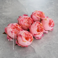 Головка пионообразной розы, розовая, 9 см (8502-003/2)