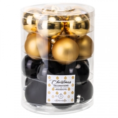 Набор елочных шаров "Тепло Рождества" (6 см * 20 шт черно-золотой микс) (6024-015)