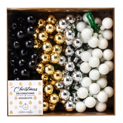 Набор елочных шаров "Зимние ягодки" (2 см * 144 шт, черно-белый микс) (6024-019)