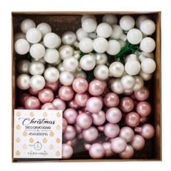 Набор елочных шаров "Зимние ягодки" (2 см * 144 шт, бело-розовый микс) (6024-021)