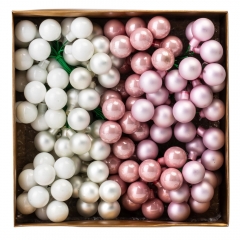 Набор елочных шаров "Зимние ягодки" (2 см * 144 шт, бело-розовый микс) (6024-021)