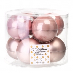 Набор елочных шаров "Рождественский шарм" (8 см * 8шт, розовый микс) (6024-028)