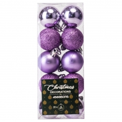 Набор елочных шаров "Время Праздника" (4 см * 20шт, сиреневый) (6025-008)
