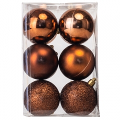 Набор елочных шаров "Праздничная Мозаика" (6см * 12 шт, кофейный) (6025-021)