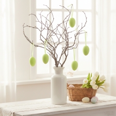 Набір з 5 підвісних флокових крашанок,, зелений, 7 см (5103-002/green)