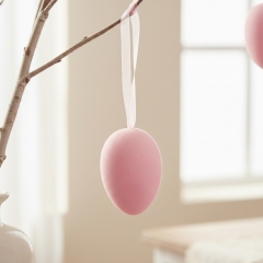 Набір з 5 підвісних флокових крашанок, рожевий, 7 см (5103-002/pink)