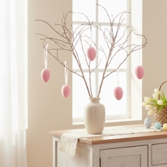 Набір з 5 підвісних флокових крашанок, рожевий, 7 см (5103-002/pink)