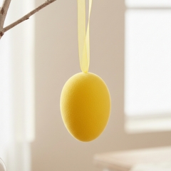 Набір з 5 підвісних флокових крашанок, жовтий, 7 см (5103-002/yellow)