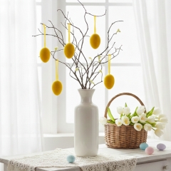 Набір з 5 підвісних флокових крашанок, жовтий, 7 см (5103-002/yellow)