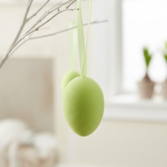 Набір з 3 підвісних флокових крашанок, зелений, 9,5 см (5103-003/green)