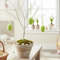 Набір з 3 підвісних флокових крашанок, зелений, 9,5 см (5103-003/green)