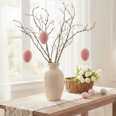 Набір з 3 підвісних флокових крашанок, рожевий, 9,5 см (5103-003/pink)