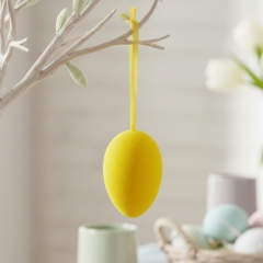 Набір з 3 підвісних флокових крашанок, жовтий, 9,5 см (5103-003/yellow)