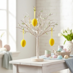 Набір з 3 підвісних флокових крашанок, жовтий, 9,5 см (5103-003/yellow)