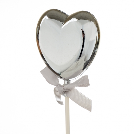Топер на паличці у формі серця срібло (8132-006)