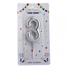 Свічки для торта "2-4", срібні, 10 см (9022-014)