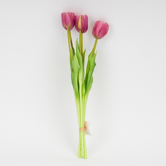 Букет латексних тюльпанів, 5 бутонів, рожевий, 45 см (2026-002/lt. red)