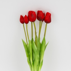 Букет латексних тюльпанів, 7 бутонів, червоний, 48 см (2026-003/red)