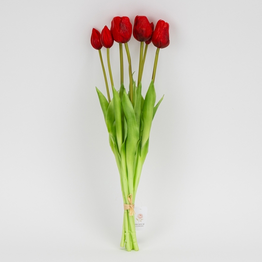Букет латексних тюльпанів, 7 бутонів, червоний, 48 см (2026-003/red)