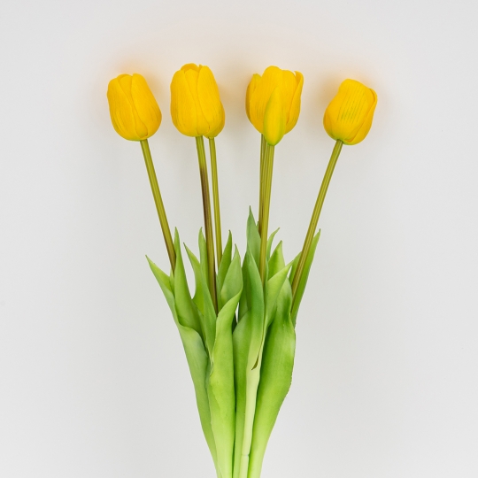 Букет латексних тюльпанів, 7 бутонів, жовтий, 48 см (2026-003/yellow)