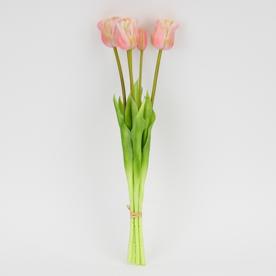 Букет латексних тюльпанів, 5 бутонів, ніжно-рожевий, 49 см (2026-005/pink)