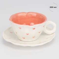 Чашка з блюдцем "Ніжні серця", 200 мл (9295-014)