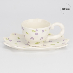 Чашка з блюдцем "Фіалкова ніжність", 150 мл (9295-018)